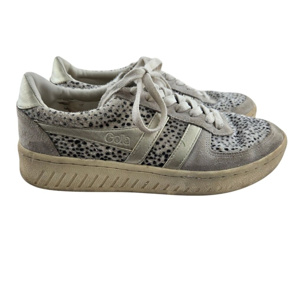 Gola Sneakers Womens 9 Grandslam Savanna Animal Print Low Top White Gray Silver - Picture 1 of 11